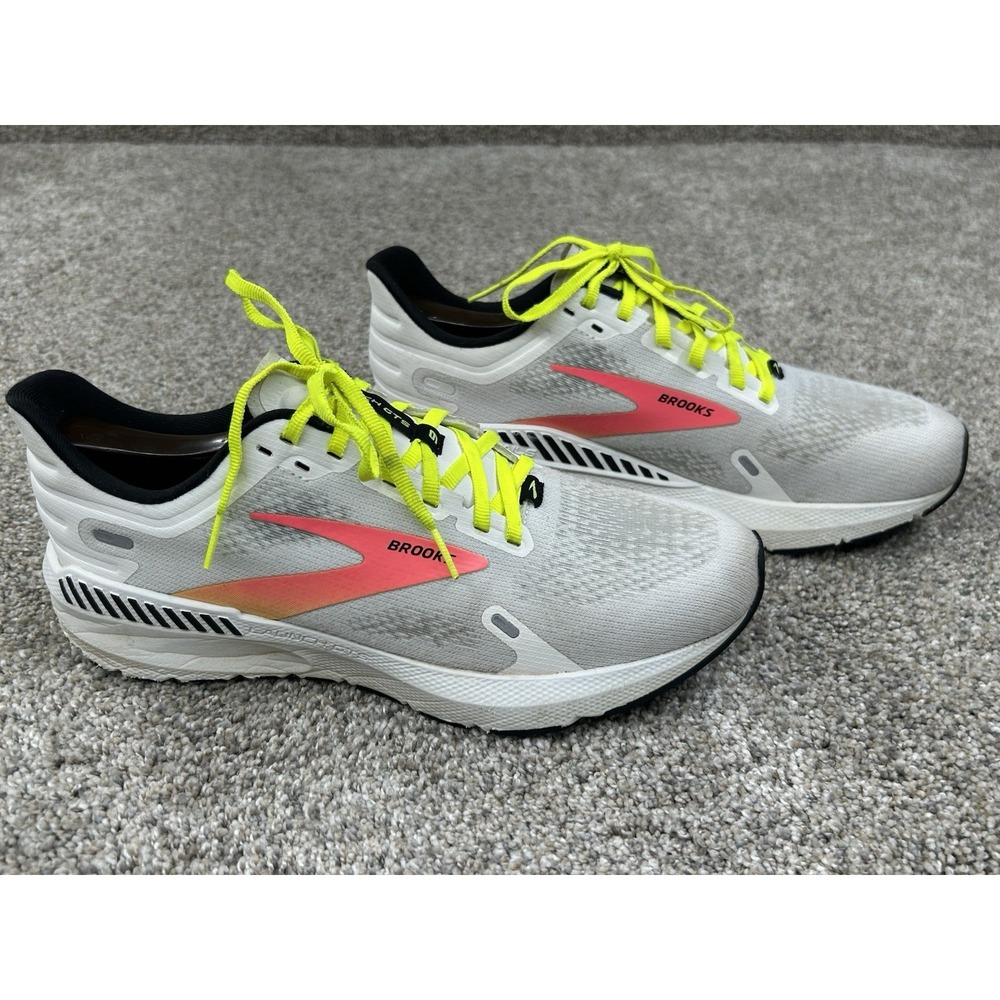 Brooks Launch GTS 9 Shoes Womens Size 10 White Neon Running 1203741B148